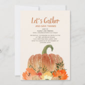 Erntedank Dinner Orange Pumpkins Gold Green Einladung (Vorderseite)