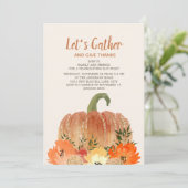 Erntedank Dinner Orange Pumpkins Gold Green Einladung (Stehend Vorderseite)