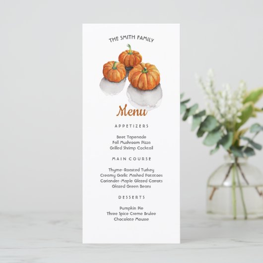 Erntedank Dinner Painted Pumpkins Menü Menükarte (Stehend Vorderseite)
