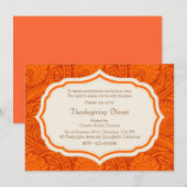 Erntedank Dinner Party Damask Einladung (Vorne/Hinten)