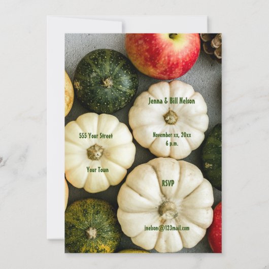 Erntedank Dinner Party Einladung (Rückseite)