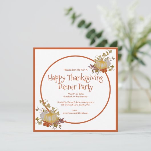 Erntedank Dinner Party Einladung (Stehend Vorderseite)
