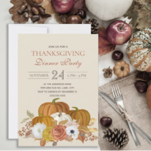 Erntedank Dinner Party Elegante Rustikal Einladung
