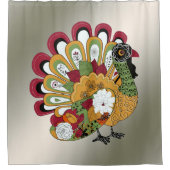 Erntedank Dinner Party Farbenfrohe Blüte Türkei Duschvorhang (Vorderseite)