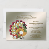 Erntedank Dinner Party Farbenfrohe Blüte Türkei Einladung (Rückseite)