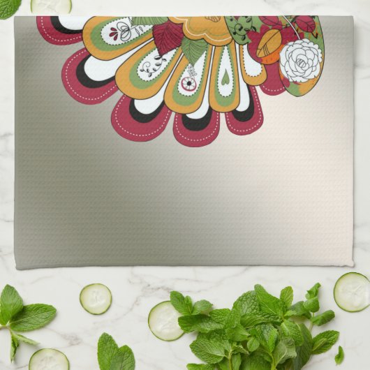 Erntedank Dinner Party Farbenfrohe Blüte Türkei Geschirrtuch (Gefaltet)