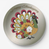 Erntedank Dinner Party Farbenfrohe Blüte Türkei Pappteller (Vorderseite)