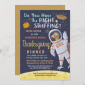 Erntedank Dinner Party Funny Astronaut Türkei Einladung (Vorne/Hinten)
