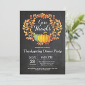 Erntedank Dinner Party Herbst Herbst Chalkboard Einladung (Stehend Vorderseite)
