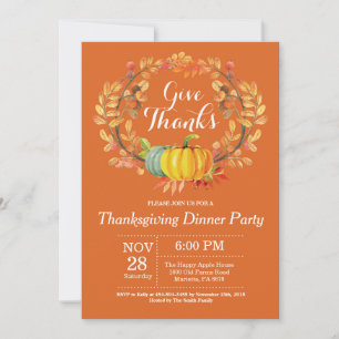Erntedank Dinner Party Herbst Herbst Orange Einladung