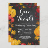 Erntedank Dinner Party Herbst Herbstkhalkboard Einladung (Vorne/Hinten)