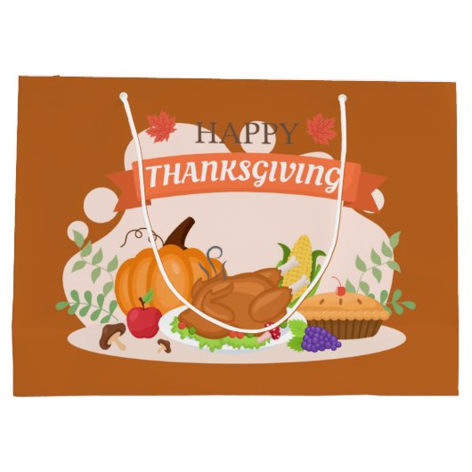 Erntedank Dinner Party niedlich Große Geschenktüte (Rückseite)