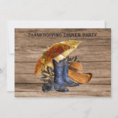 Erntedank Dinner Party Orange Rustikal Vintag Einladung (Vorderseite)