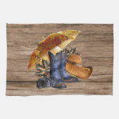 Erntedank Dinner Party Orange Rustikal Vintag Geschirrtuch (Horizontal)