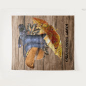 Erntedank Dinner Party Orange Rustikal Vintag Wandteppich (Vorderseite (Horizontal))