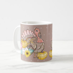 Erntedank Dinner Party Türkei Pumpkins Pink Tan Kaffeetasse