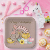 Erntedank Dinner Party Türkei Pumpkins Pink Tan Pappteller (Party)