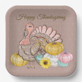 Erntedank Dinner Party Türkei Pumpkins Pink Tan Pappteller (Vorderseite)