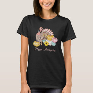 Erntedank Dinner Party Türkei Pumpkins Pink Tan T-Shirt