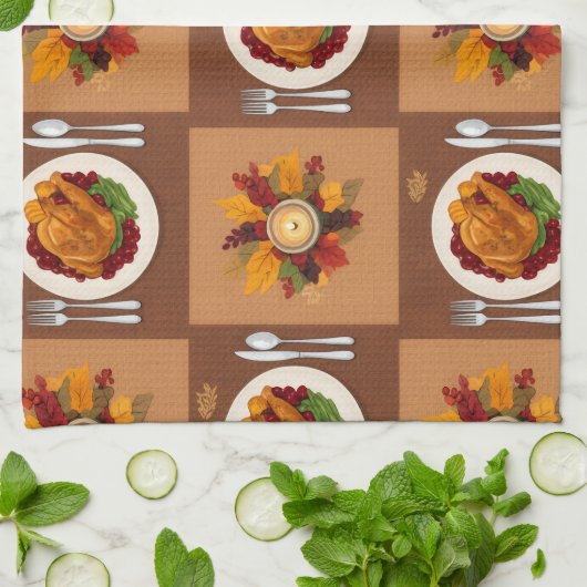 Erntedank Dinner Pattern Geschirrtuch (Gefaltet)