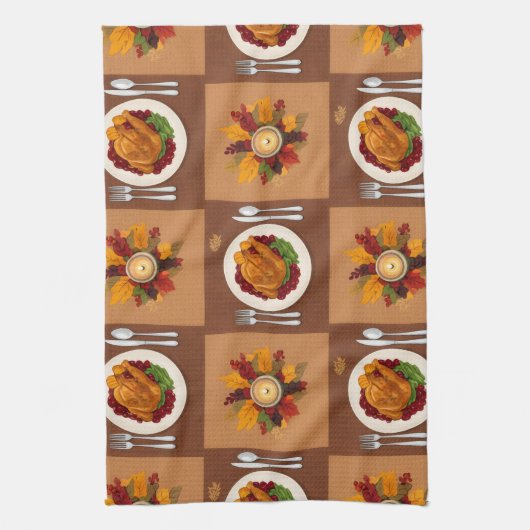 Erntedank Dinner Pattern Geschirrtuch (Vertikal)