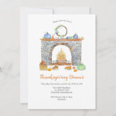 Erntedank Dinner Pies, Kamin, Pumpkins Einladung (Vorderseite)