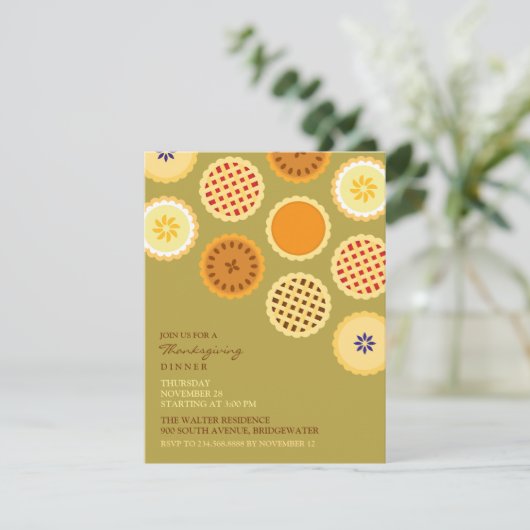 Erntedank Dinner Pies Tellers Einladung (Stehend Vorderseite)