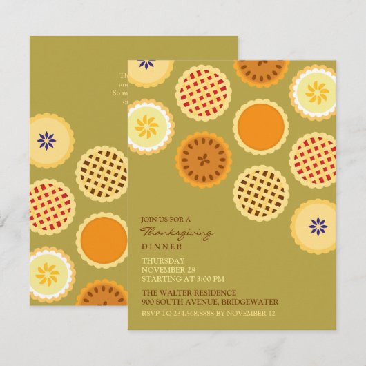 Erntedank Dinner Pies Tellers Einladung (Vorne/Hinten)