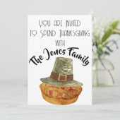Erntedank Dinner Pilgrim Hat Pie Einladung (Stehend Vorderseite)