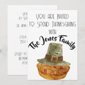 Erntedank Dinner Pilgrim Hat Pie Einladung (Vorne/Hinten)