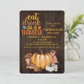 Erntedank Dinner Potluck Modern Fall Wasserfarbe Einladung (Stehend Vorderseite)