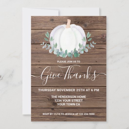 Erntedank Dinner Pumpkin Einladung (Vorderseite)