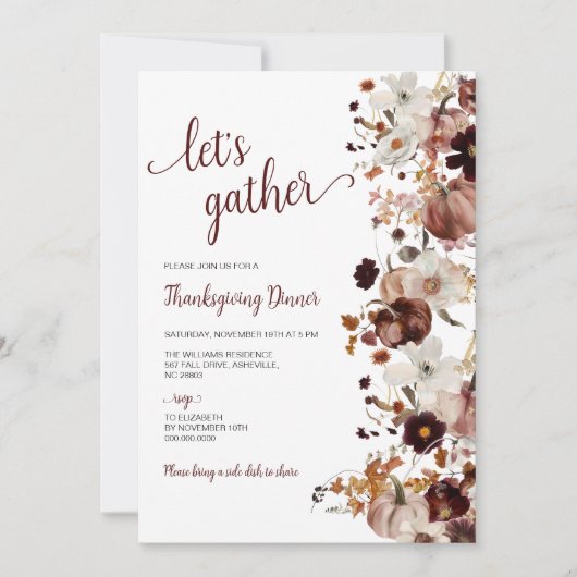 Erntedank Dinner Pumpkin Einladung (Vorderseite)