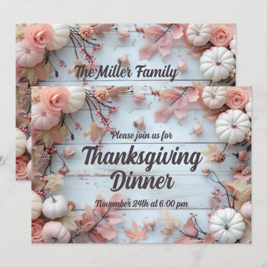 Erntedank Dinner Pumpkin Einladung (Vorne/Hinten)