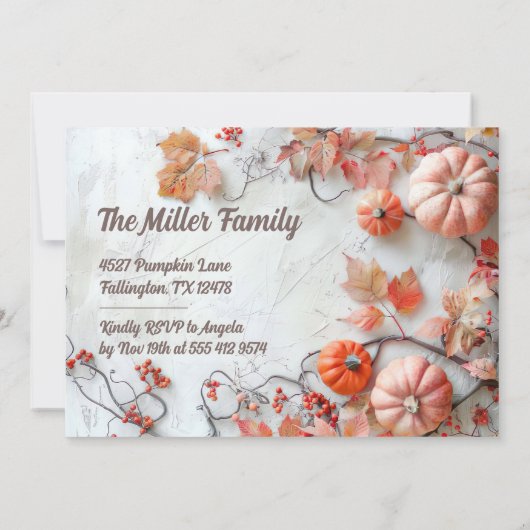 Erntedank Dinner Pumpkin Einladung (Rückseite)