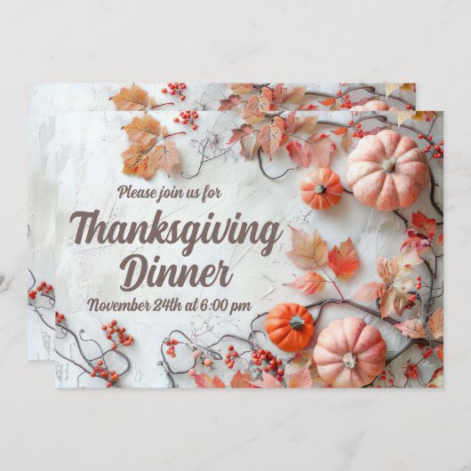 Erntedank Dinner Pumpkin Einladung (Vorne/Hinten)