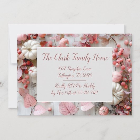 Erntedank Dinner Pumpkin Einladung (Rückseite)