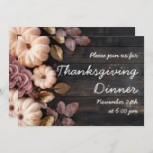 Erntedank Dinner Pumpkin Einladung Rustikal (Vorne/Hinten)