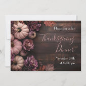 Erntedank Dinner Pumpkin Einladung Rustikal (Vorderseite)