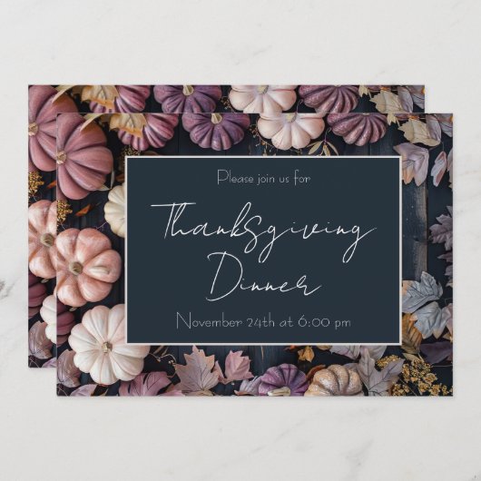 Erntedank Dinner Pumpkin Einladung Rustikal (Vorne/Hinten)