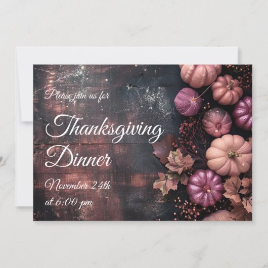 Erntedank Dinner Pumpkin Einladung Rustikal (Vorderseite)