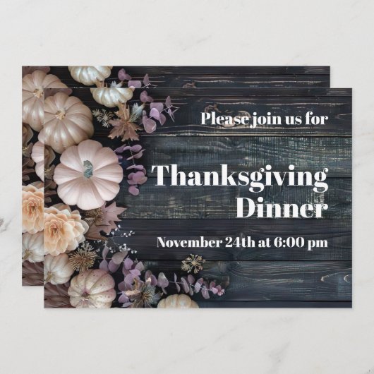 Erntedank Dinner Pumpkin Einladung Rustikal (Vorne/Hinten)