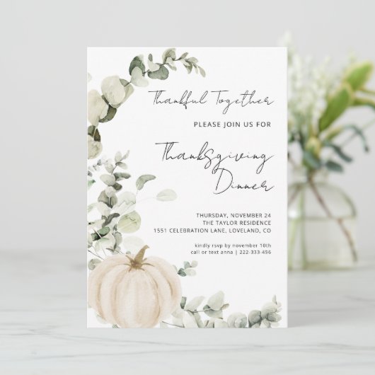 Erntedank Dinner Pumpkin Einladung Vorlage (Stehend Vorderseite)
