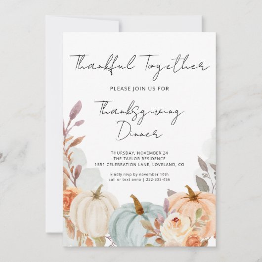 Erntedank Dinner Pumpkin Einladung Vorlage (Vorderseite)