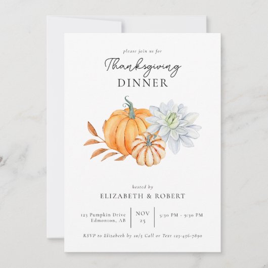 Erntedank Dinner Pumpkin Fall Einladung (Vorderseite)