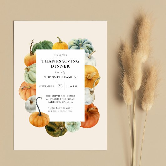 Erntedank Dinner Pumpkin Frame Einladung