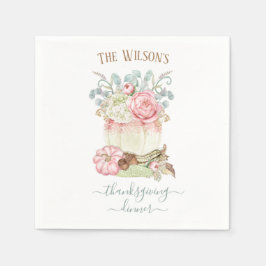 Erntedank Dinner Pumpkin Pink Green Serviette