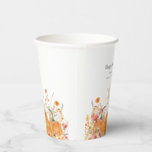 Erntedank Dinner Pumpkin Wildblume Moderne Pappbecher (Rechts)