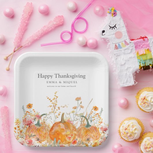 Erntedank Dinner Pumpkin Wildblume Moderne Pappteller (Party)