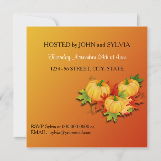 Erntedank Dinner - Pumpkins Einladung (Rückseite)